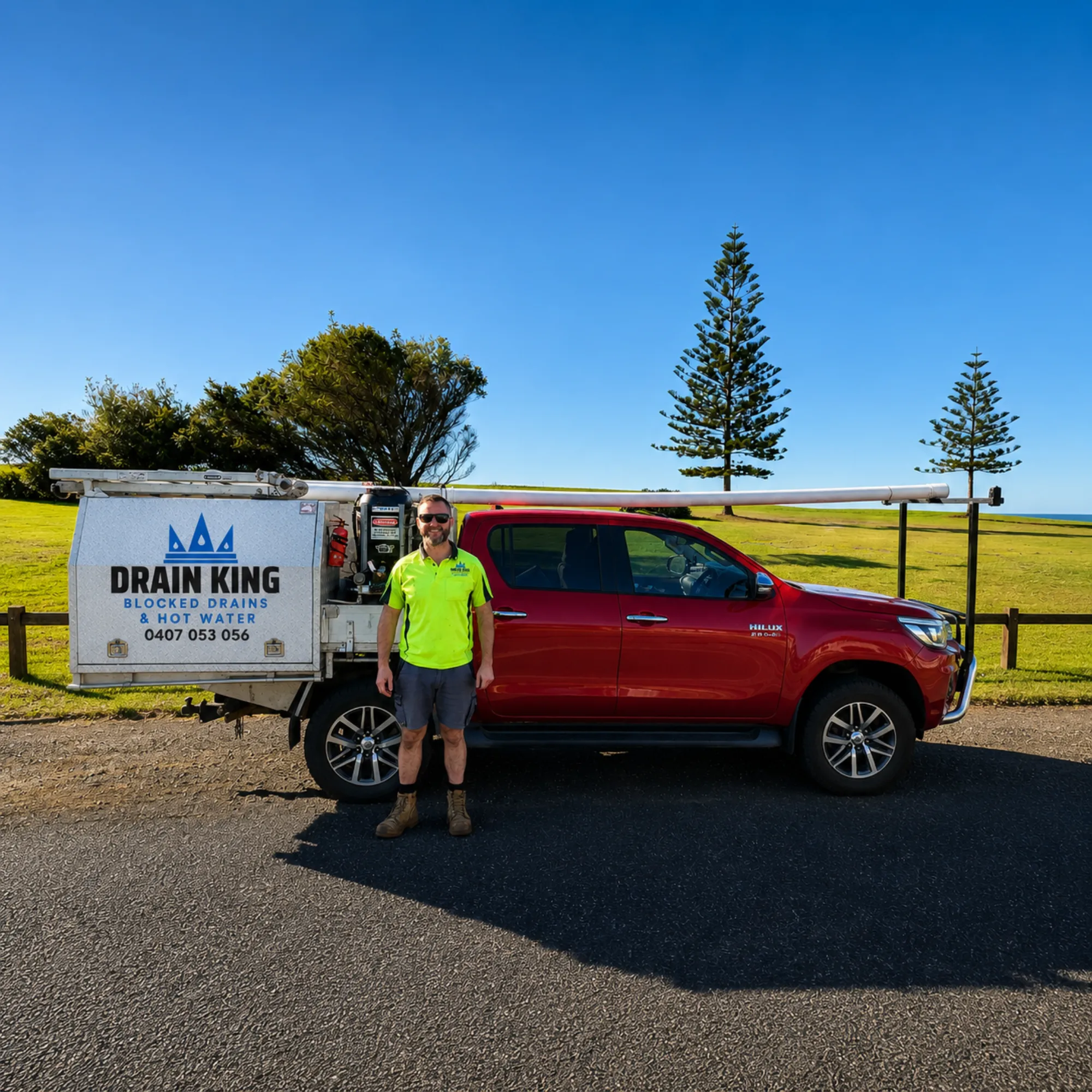 Drain King plumber and service ute in Forster